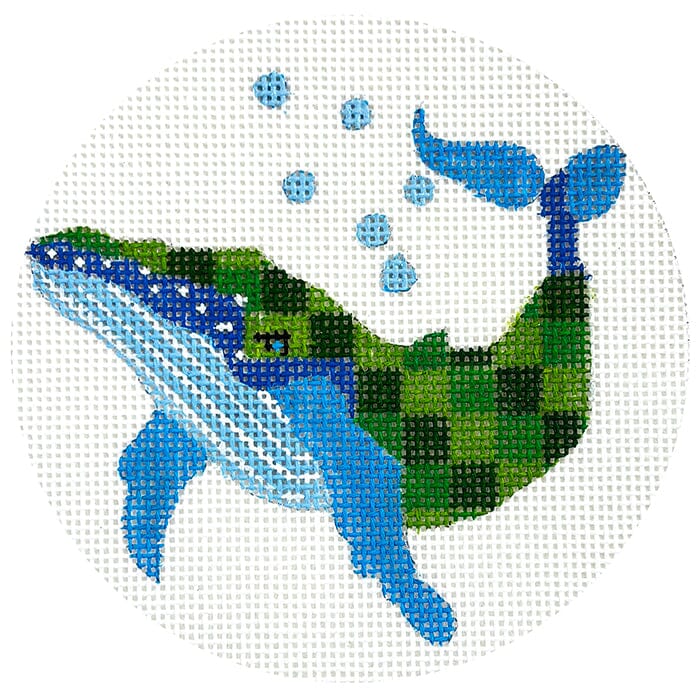Abstract Blue Whale Ornament | Needlepoint.Com