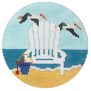 Adirondack Chair with Pelicans Painted Canvas Kristine Kingston 
