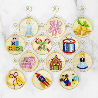 Advent Ornaments   Ballet Slippers with Stitch Guide Painted Canvas Kirk & Bradley 
