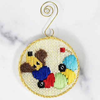Advent Ornaments   Dog Pull Toy with Stitch Guide Painted Canvas Kirk & Bradley 
