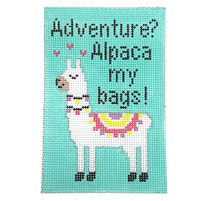 Adventure? Alpaca My Bags! Painted Canvas Stitch Rock Designs 