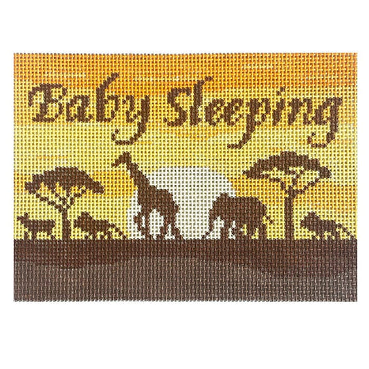 African Savannah Baby Sleeping Sign Painted Canvas Spellbound Stitchery 