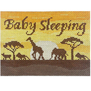 African Savannah Baby Sleeping Sign Painted Canvas Spellbound Stitchery 
