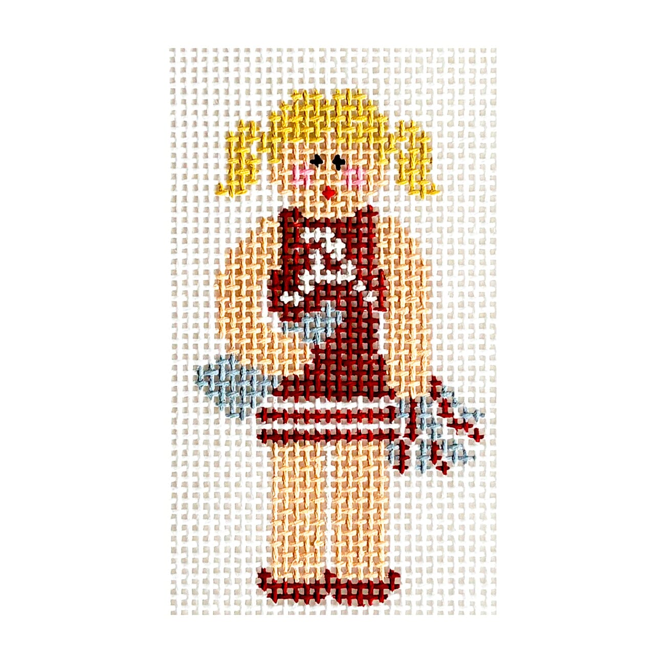 Alabama Cheerleader   Tiny Figures Painted Canvas Kathy Schenkel Designs  - 1
