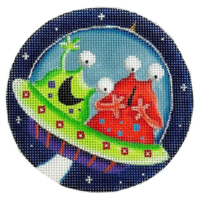 Alien Extrovert & Introvert Ornament Painted Canvas Rebecca Wood Designs 