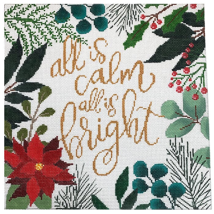 All Is Calm Pillow White Painted Canvas Laura Love Designs  - 1