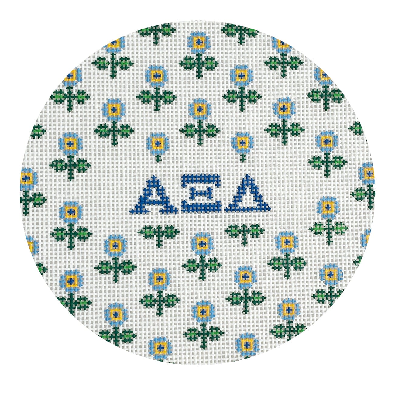 Allover Floral Round   Alpha Xi Delta Painted Canvas Kangaroo Paw Designs  - 1