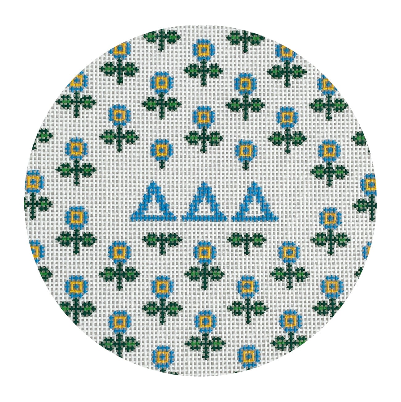 Allover Floral Round   Delta Delta Delta Painted Canvas Kangaroo Paw Designs  - 1