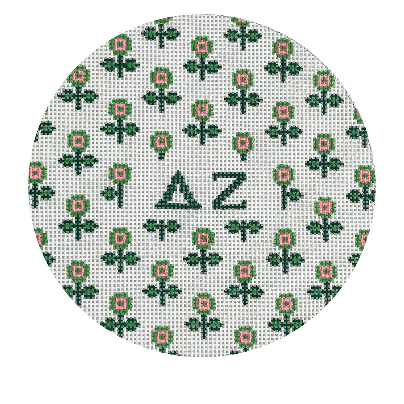 Allover Floral Round   Delta Zeta Painted Canvas Kangaroo Paw Designs  - 1