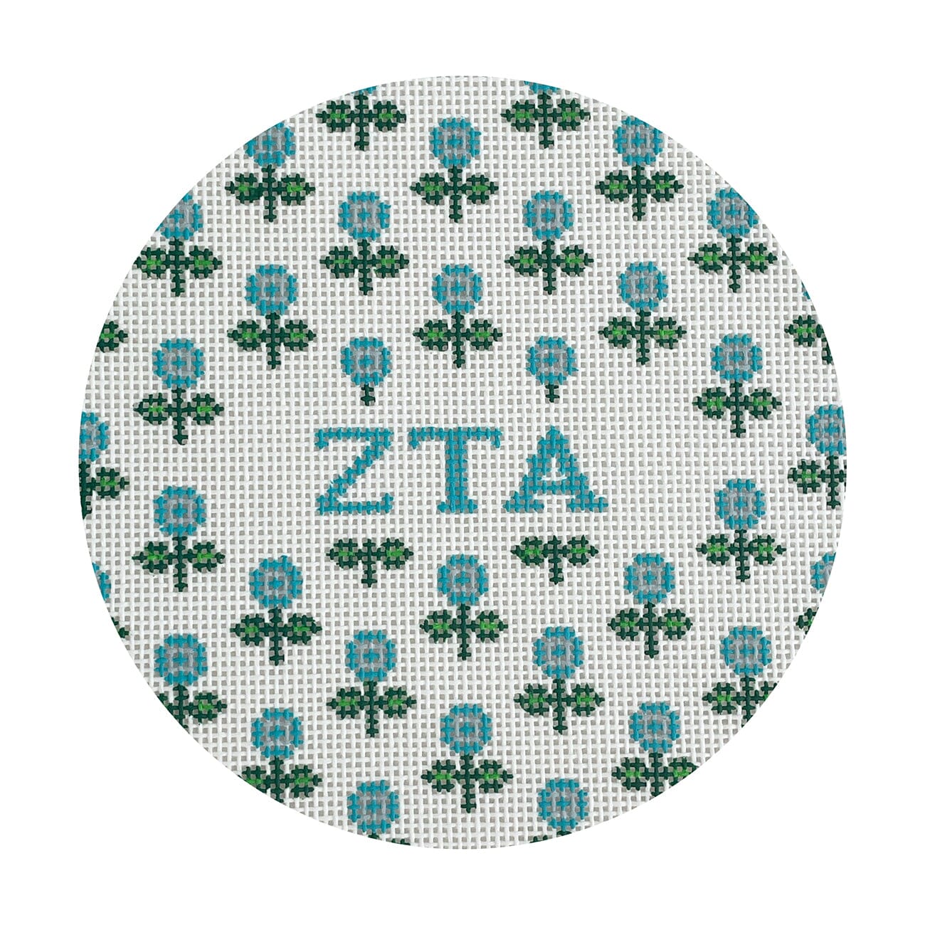 Allover Floral Round   Zeta Tau Alpha Painted Canvas Kangaroo Paw Designs  - 1