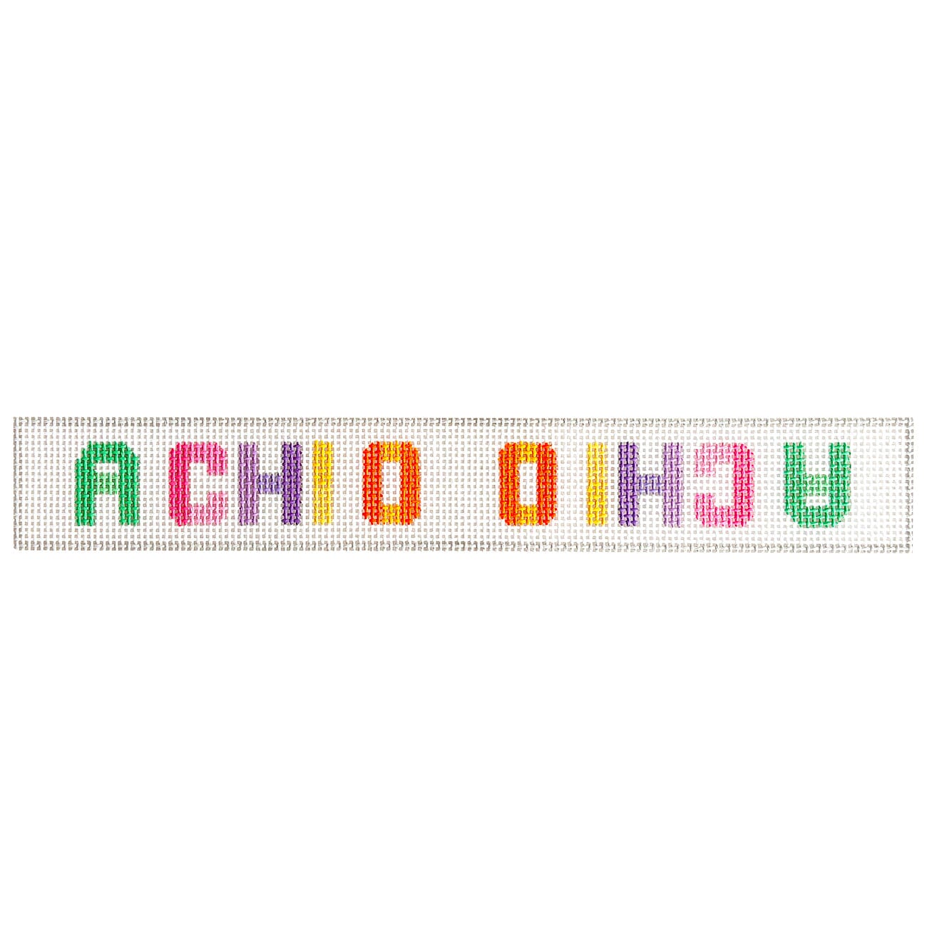 Alpha Chi Omega Brights Key Fob Painted Canvas Wipstitch Needleworks  - 1