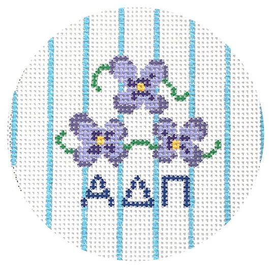 Alpha Delta Pi 3" Round with Woodland Violets Painted Canvas Kangaroo Paw Designs 