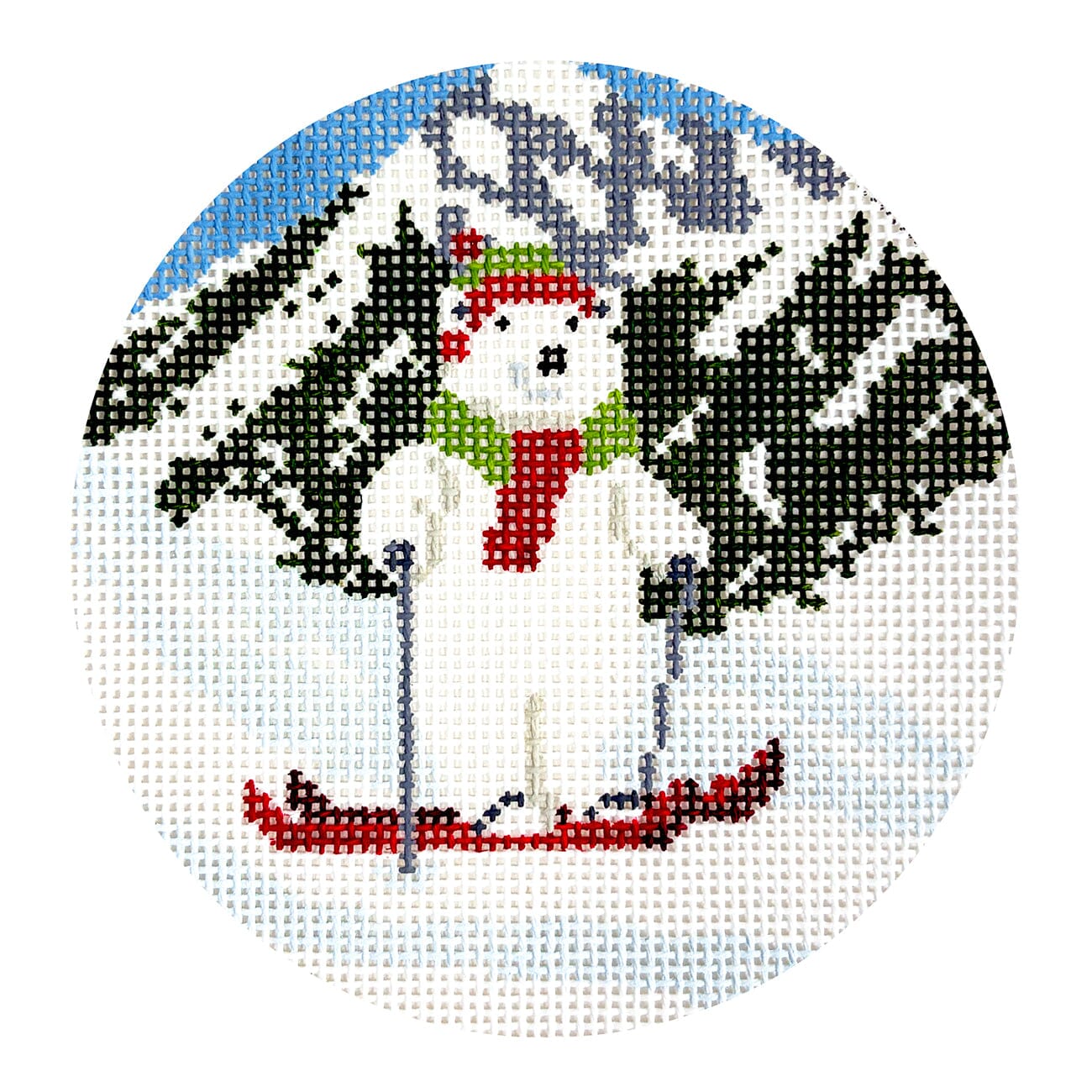 Alpine Summit Bear Painted Canvas Dogwood Needlepoint  - 1