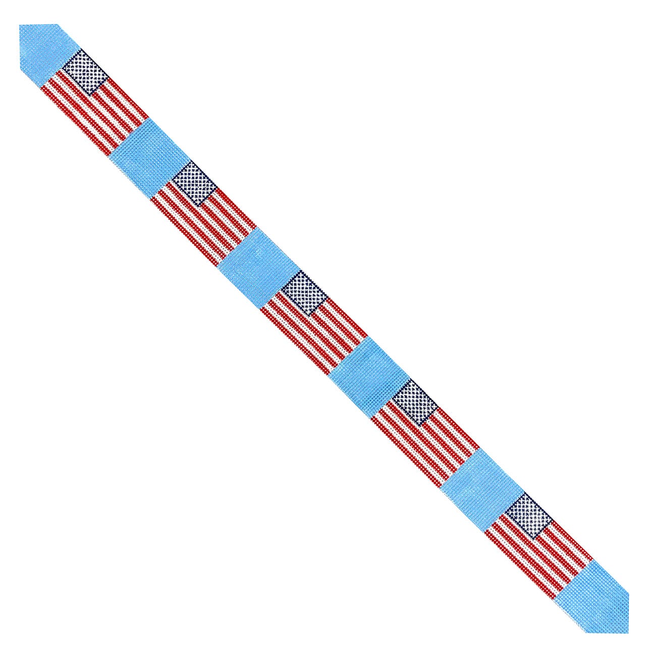American Flag Belt   Pale Blue Painted Canvas Elm Tree Needlepoint  - 1
