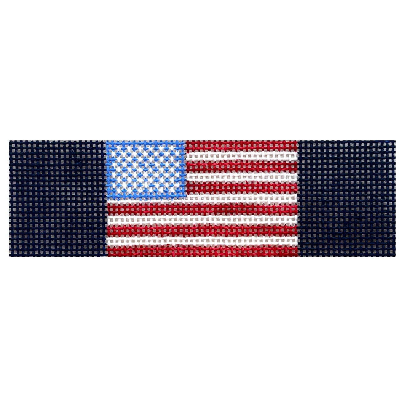 American Flag Keychain   Navy Painted Canvas Elm Tree Needlepoint  - 1