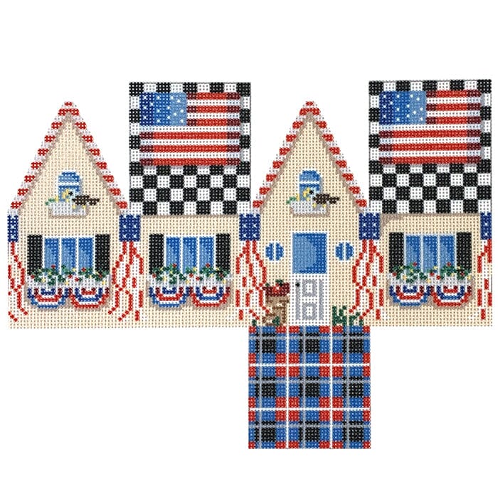 Americana Cottage Printed Canvas Two Sisters Needlepoint 
