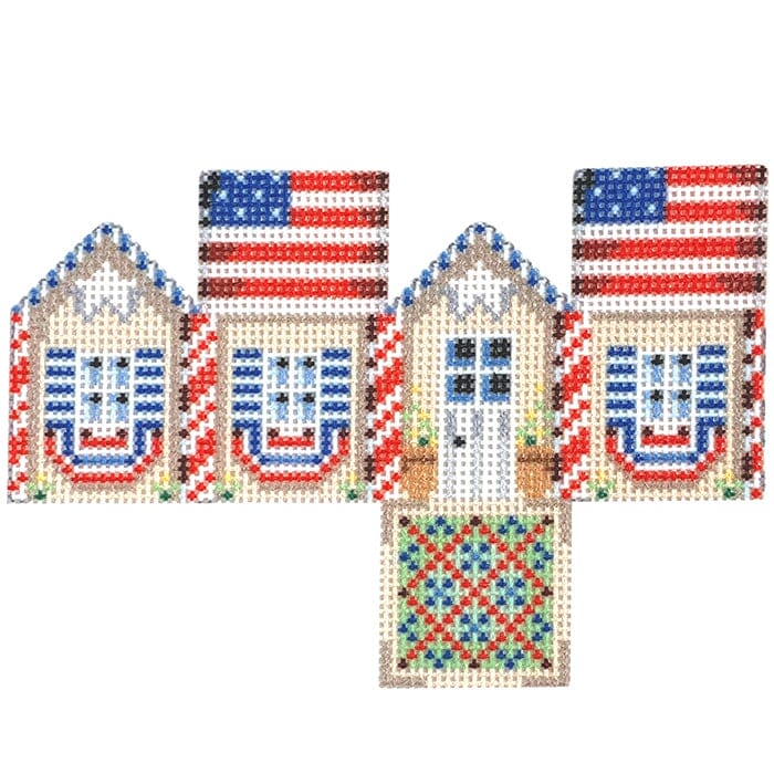 Americana Mini Cottage Printed Canvas Two Sisters Needlepoint  - 1