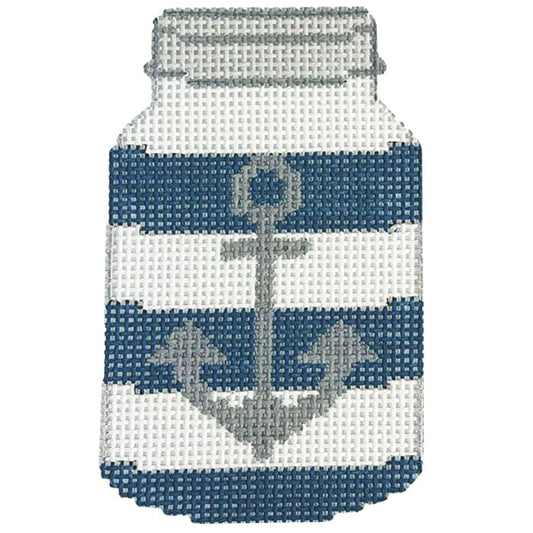 Anchor on Stripes - Mason Jar Painted Canvas Alice Peterson Company 