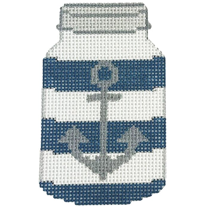 Anchor on Stripes   Mason Jar Painted Canvas Alice Peterson Company  - 1