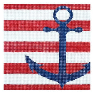 Anchor Stencil/Red Square Insert Printed Canvas Two Sisters Needlepoint 
