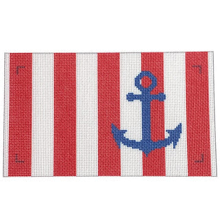 Anchor/Stripes Clutch Insert Printed Canvas Two Sisters Needlepoint 
