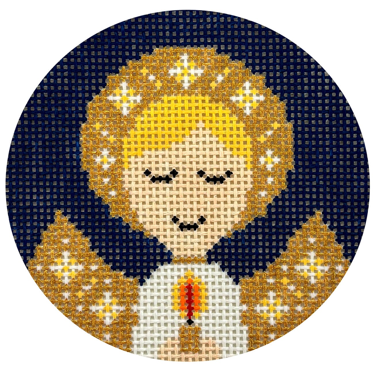 Angel Boy Round   Blonde Painted Canvas Love MHB Studio 
