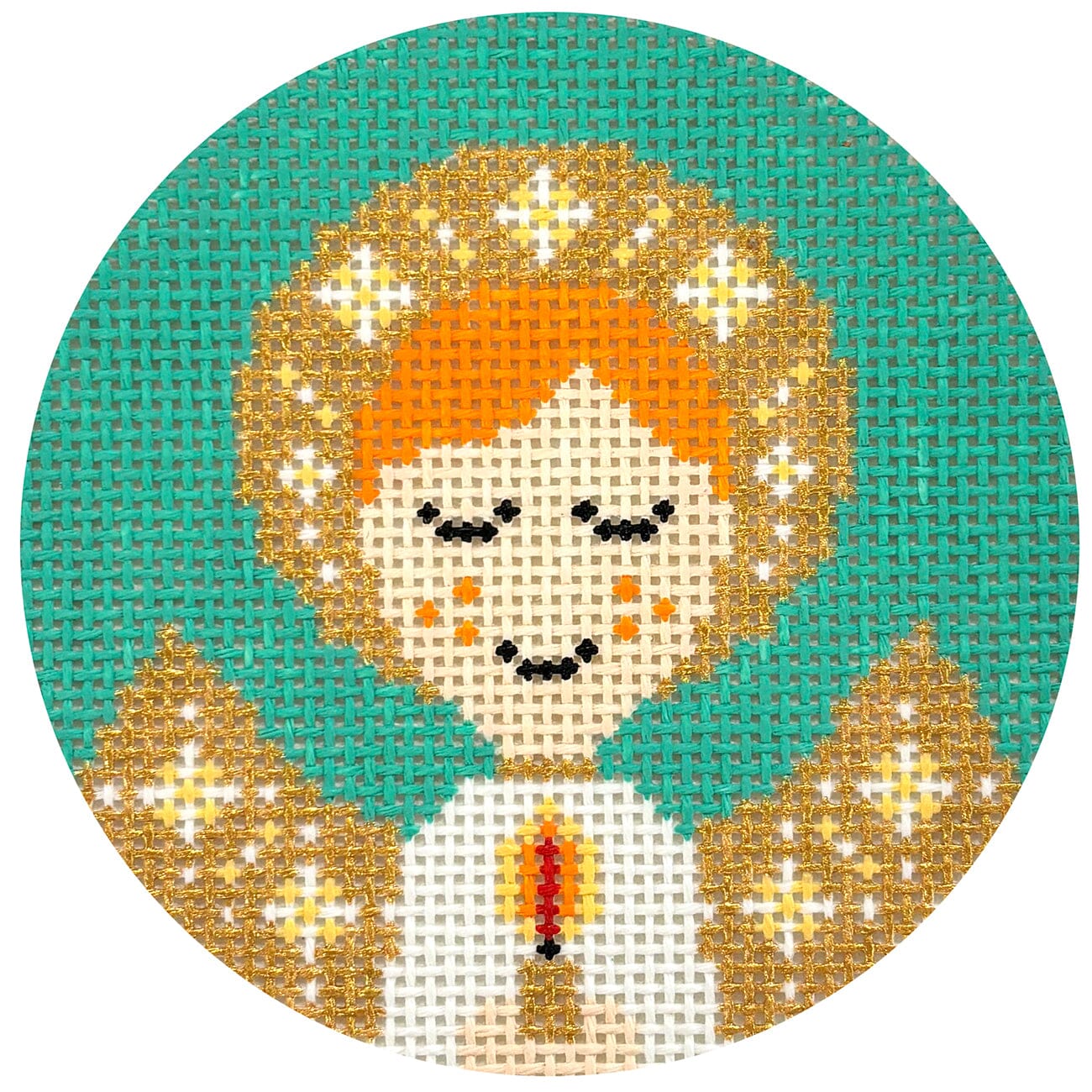 Angel Boy Round   Redhead Painted Canvas Love MHB Studio 
