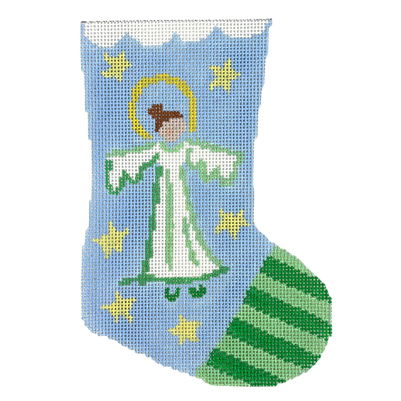 Angel Mini Stocking Painted Canvas Camilla Moss  - 1