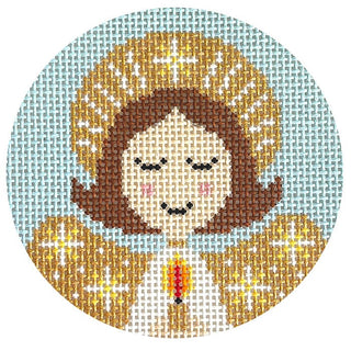 Angel Round   Brunette Painted Canvas Love MHB Studio 
