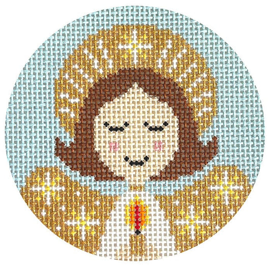 Angel Round - Brunette Painted Canvas Love MHB Studio 