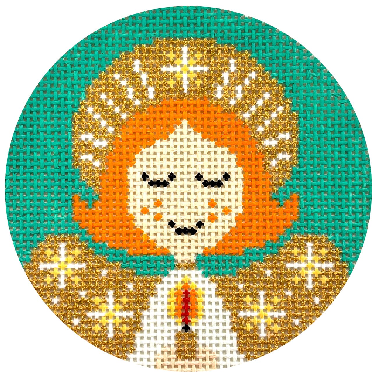 Angel Round   Redhead Painted Canvas Love MHB Studio 
