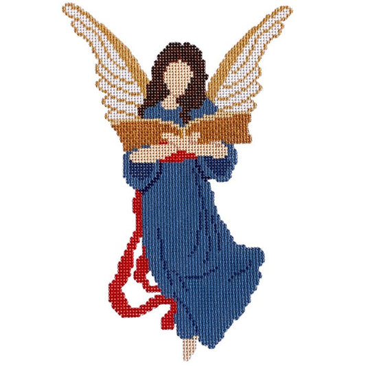 Angel with Book Painted Canvas The Salty Stitcher 