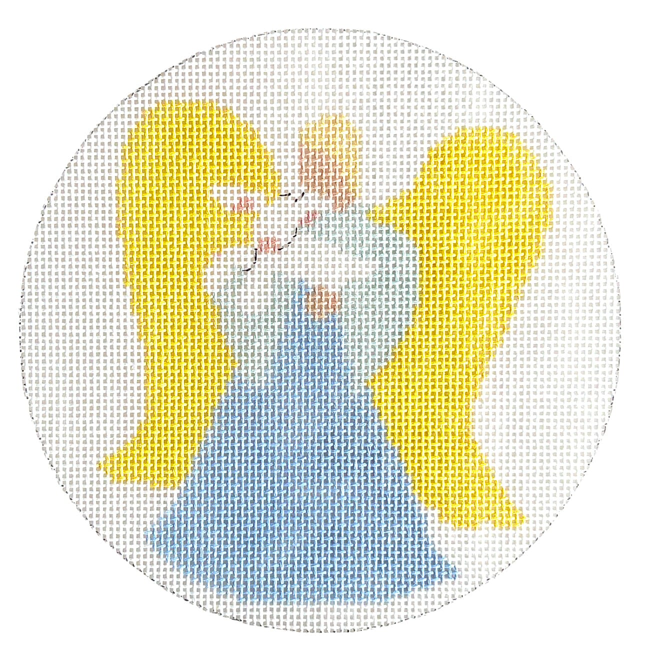 Angel with Lamb Round Painted Canvas Walker's Needlepoint  - 1