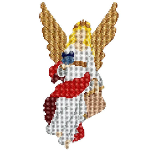 Angel with Scroll Painted Canvas The Salty Stitcher 