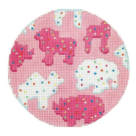 Animal Cracker Round - 18 Mesh Painted Canvas The Gingham Stitchery 