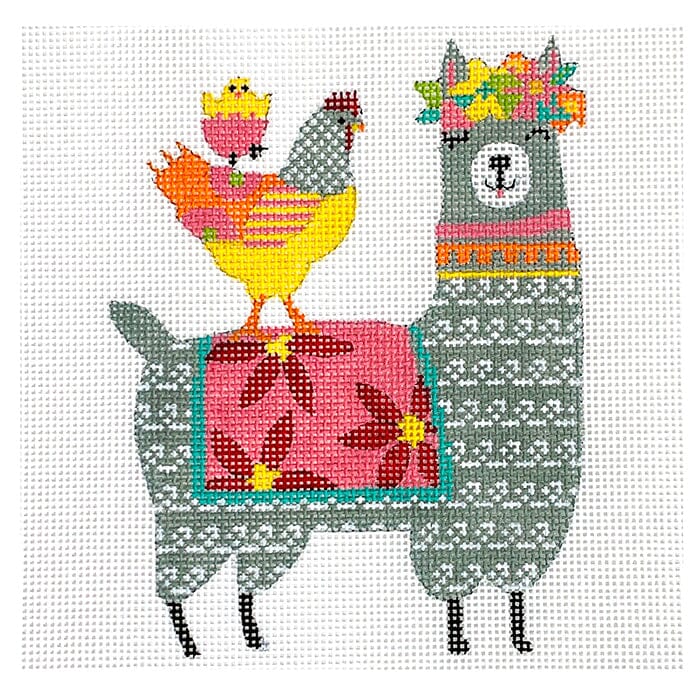 Animals: Spring Llama Painted Canvas Painted Pony Designs  - 1