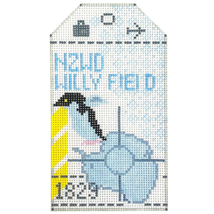 Antarctica NZWD Retro Travel Tag Painted Canvas Hedgehog Needlepoint 
