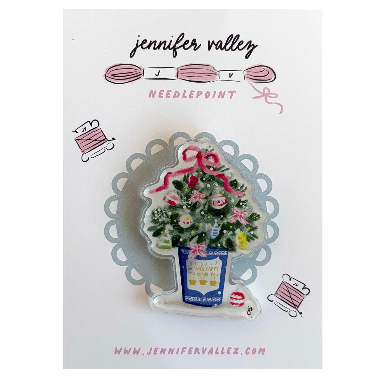 Anthora Xmas Acrylic Needle Minder Accessories Jennifer Vallez Needlepoint 
