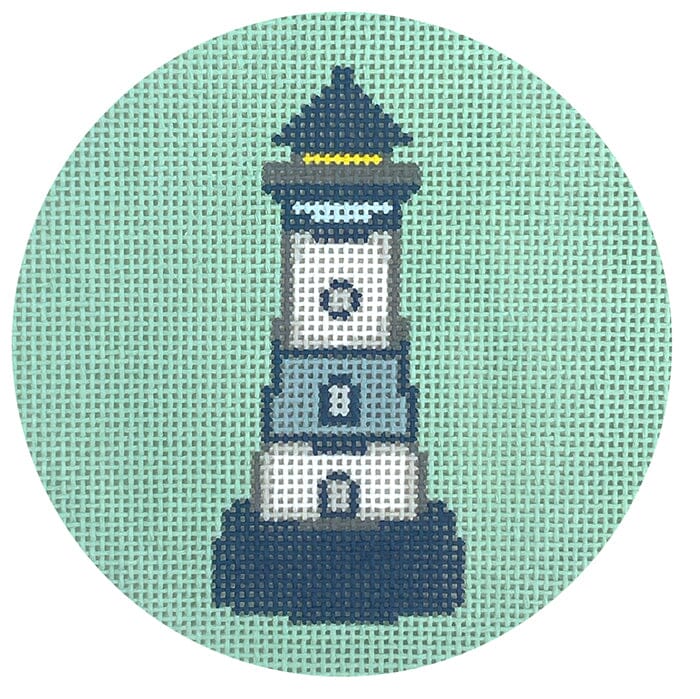 Antique Lighthouse Round Painted Canvas Atlantic Blue Canvas 
