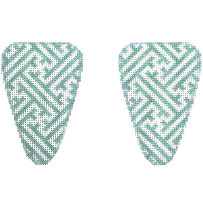 Aqua Fretwork Scissor Case Printed Canvas Two Sisters Needlepoint 
