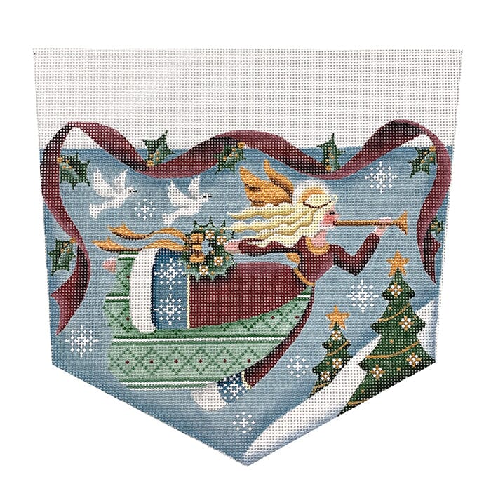 Arctic Angel Stocking Cuff on 13 Painted Canvas Rebecca Wood Designs  - 1