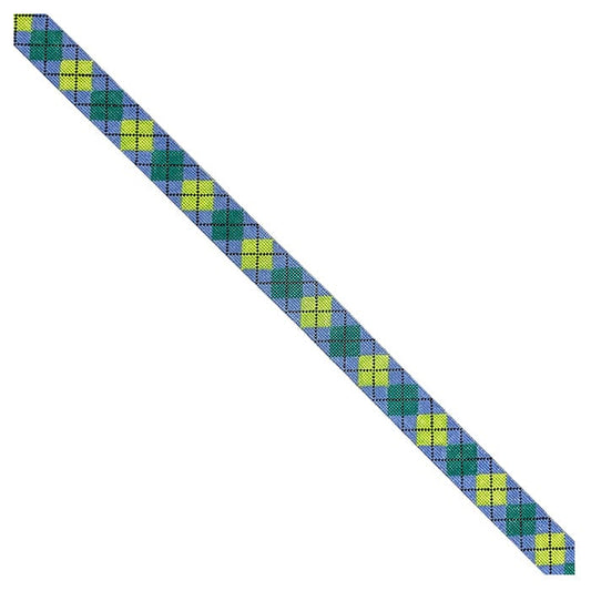 Argyle Belt - Lime/Teal/Navy on Periwinkle on 18 Painted Canvas The Meredith Collection 