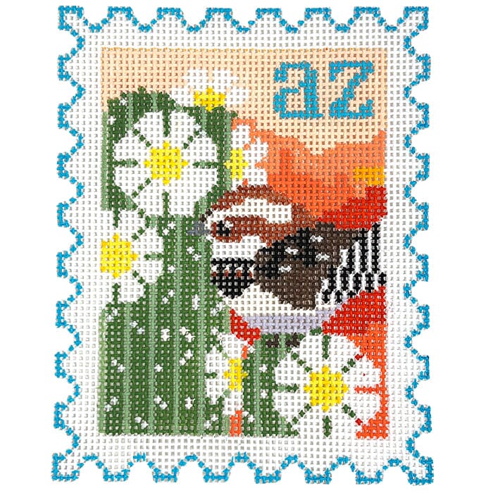 Arizona State Bird & Flower Stamp Painted Canvas Wipstitch Needleworks 