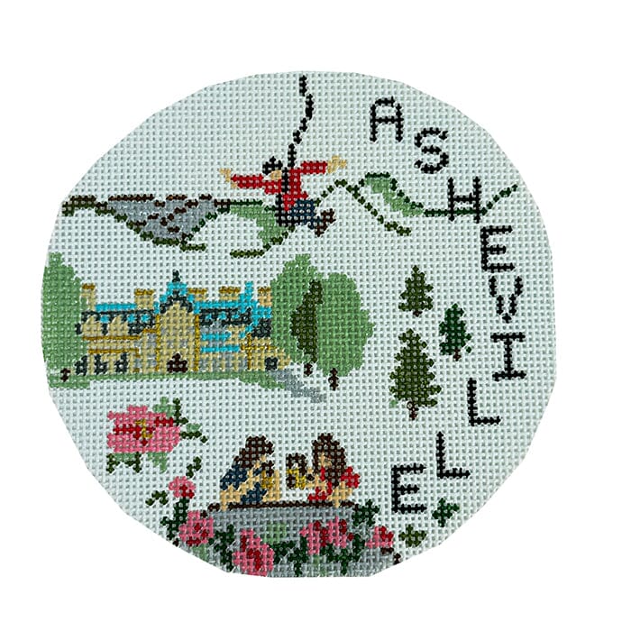 Asheville Travel Round Painted Canvas Atlantic Blue Canvas 
