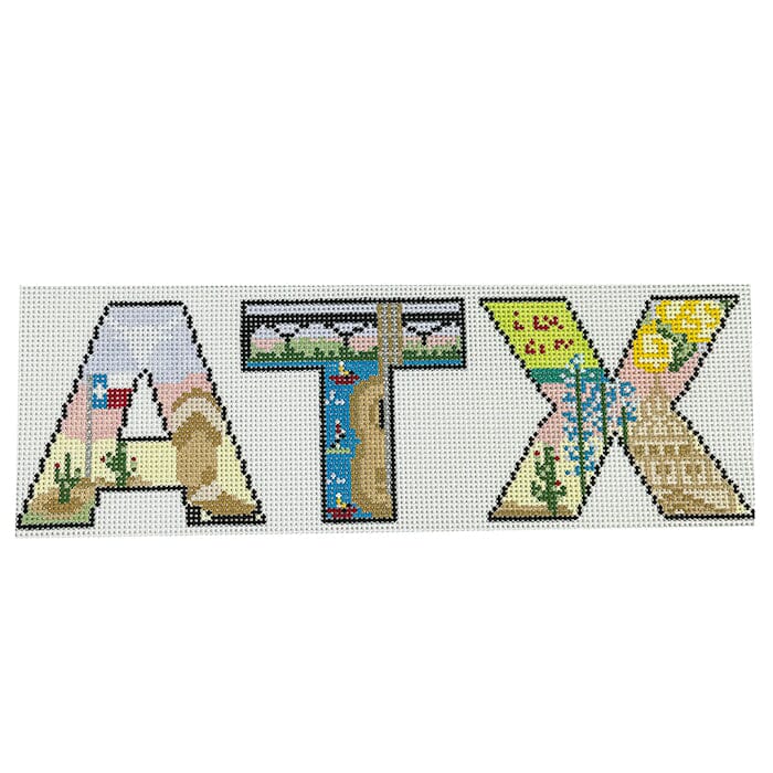 ATX Letters - Austin - 13 mesh Painted Canvas Atlantic Blue Canvas 