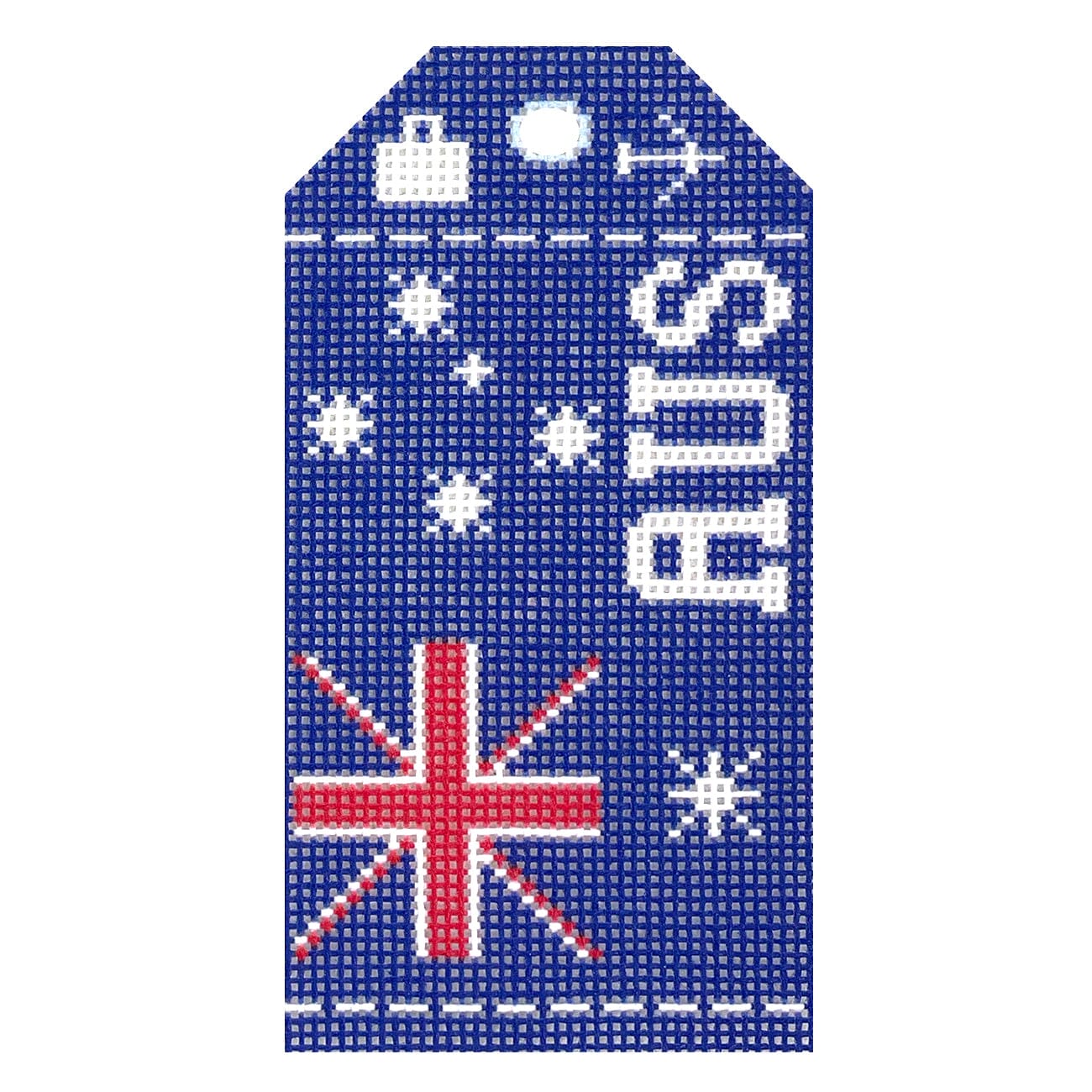 Australia Wee Flag Travel Tag Printed Canvas Hedgehog Needlepoint  - 1