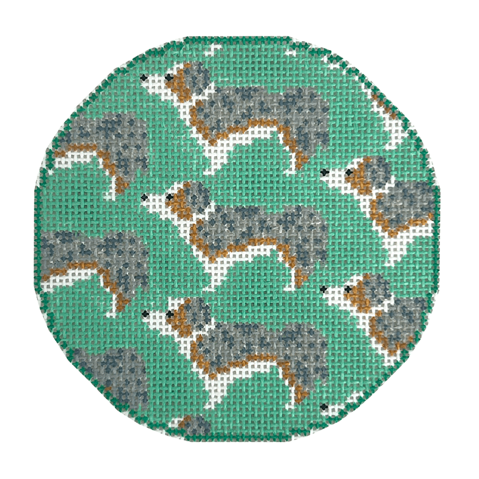 Australian Shepard Repeat Round Painted Canvas Mopsey Designs 
