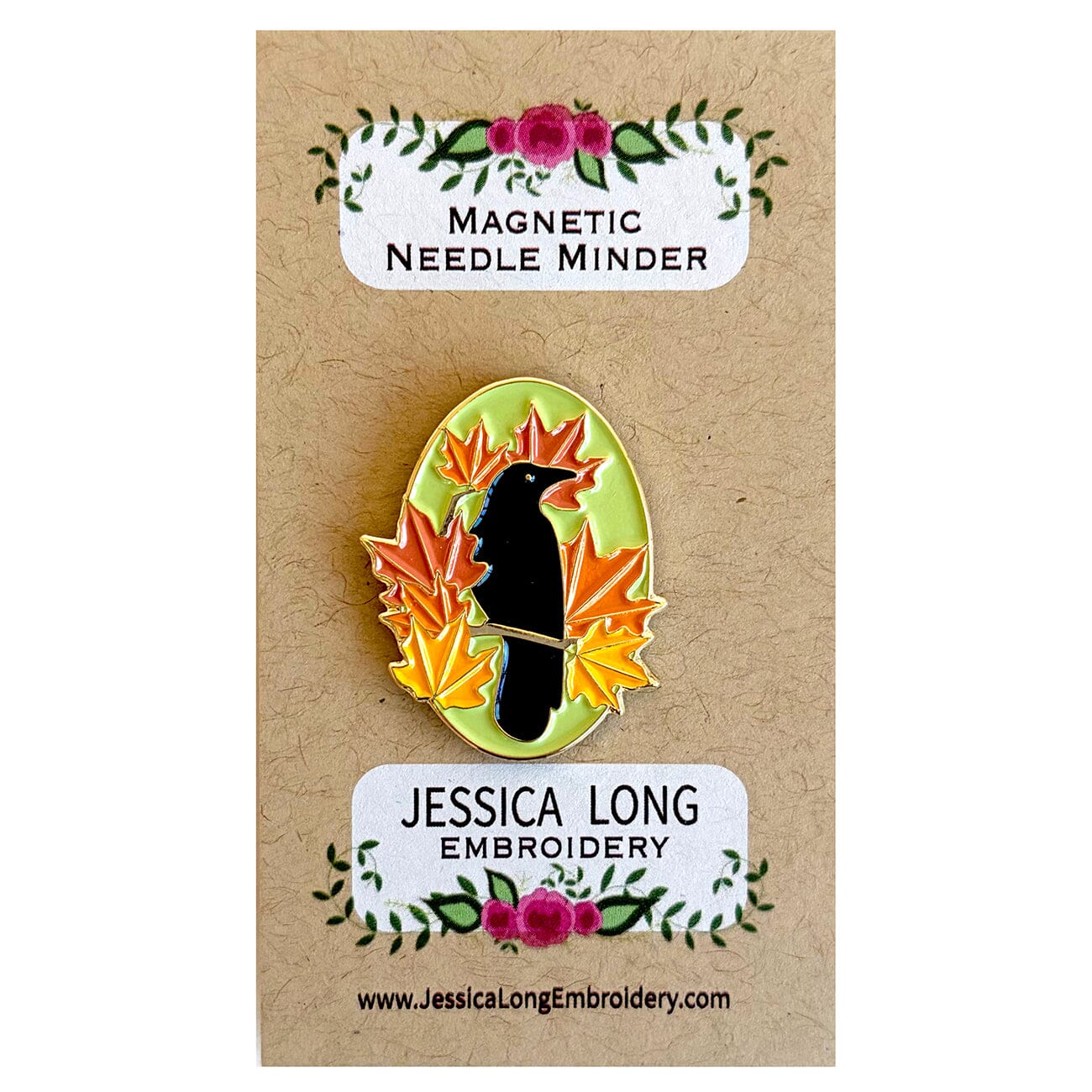 Autumn Crow Needle Minder Accessories Jessica Long Embroidery  - 1