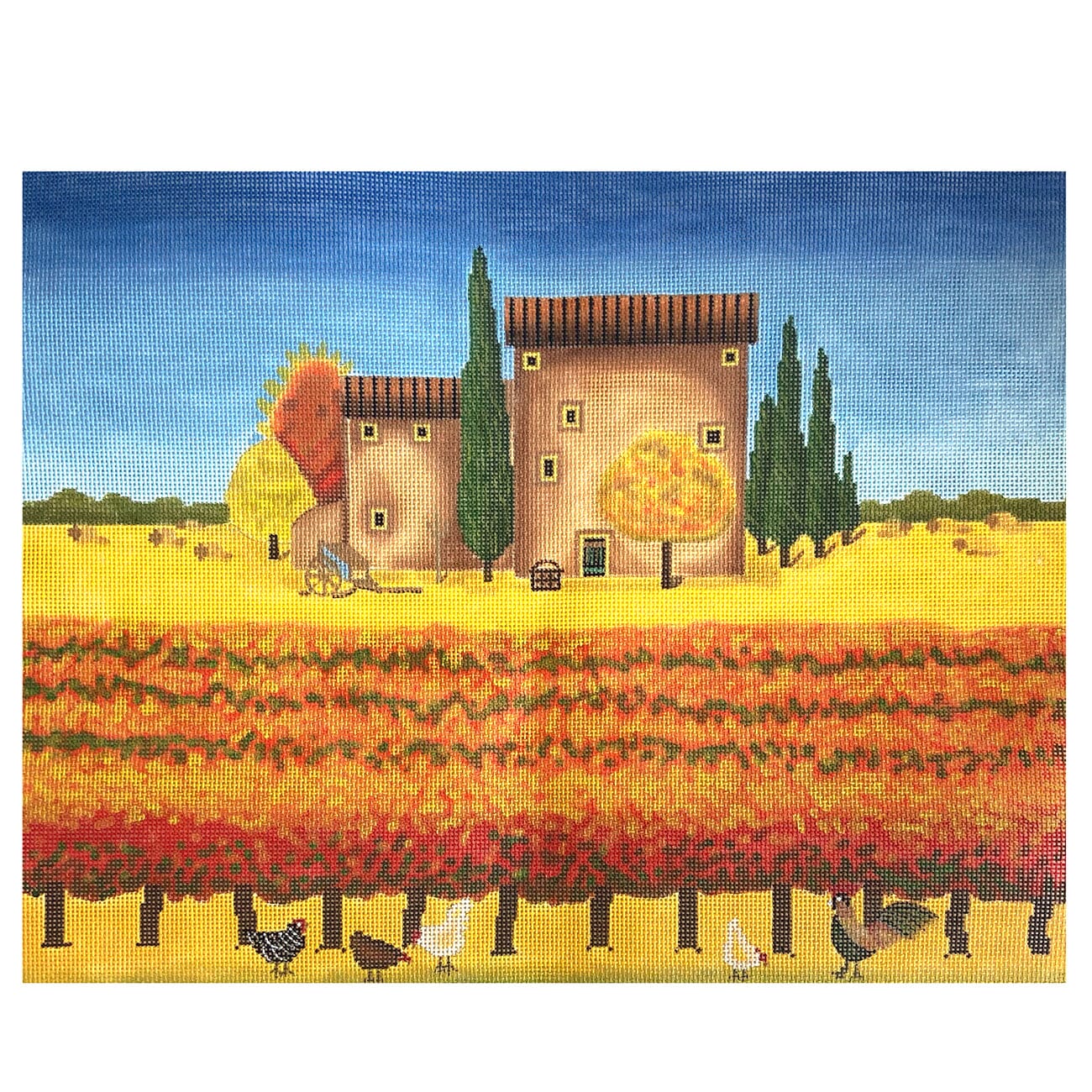 Autumn Vineyard Painted Canvas Cooper Oaks Design 
