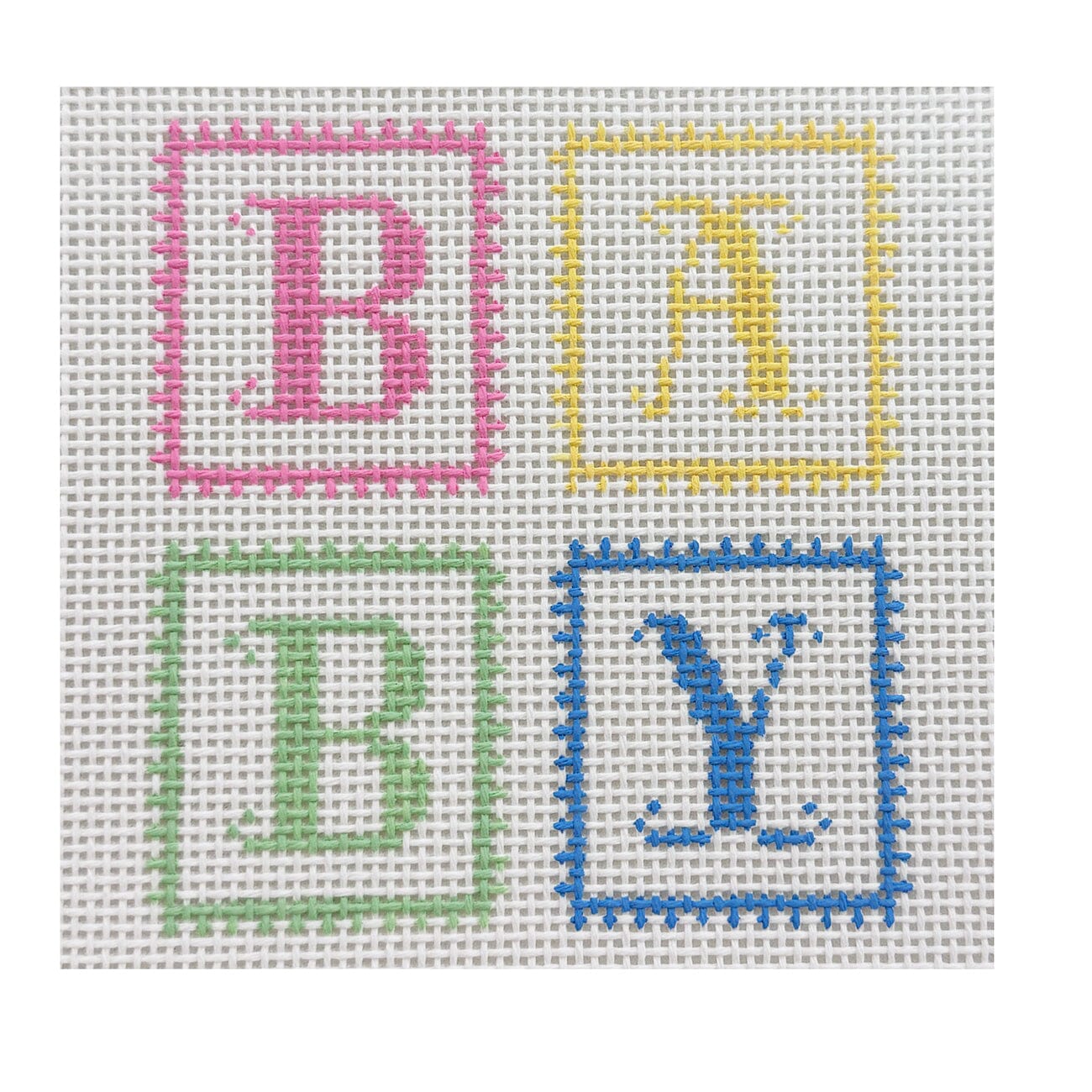 BABY Blocks Painted Canvas SilverStitch Needlepoint  - 1